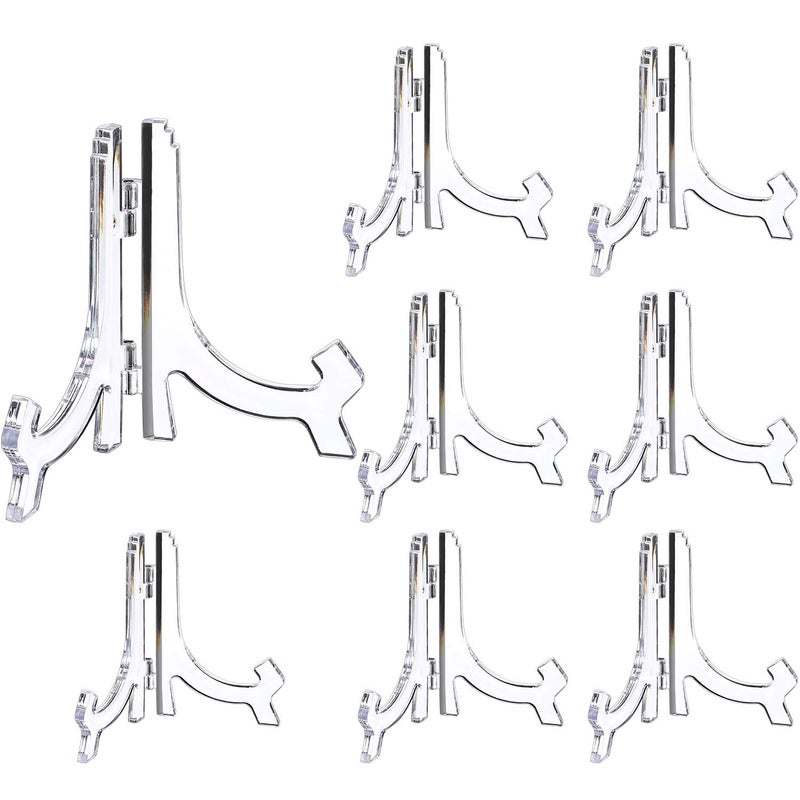 HESTYA 8 Pcs Clear Acrylic Easels Plate Stands Holders to Display Pictures or Other Items for Display Decoration (4.5 Inch) - Image 1